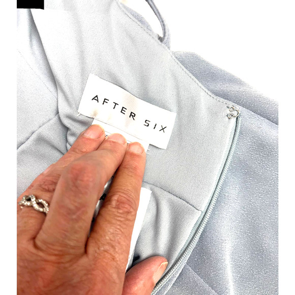 After Six Women's Formal Gown Gray  Key whole Front Spaghetti Straps Size S NWOT - Picture 4 of 4